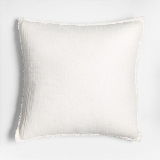 Arla 23" Eyelash Crisp White Pillow with Down-Alternative Insert