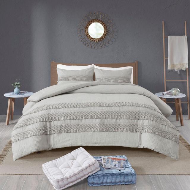 Madison Park Amaya Bedding Collection 3 Piece Queen Duvet Cover Set in Grey