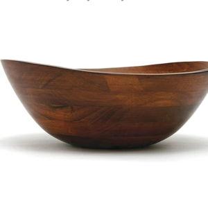 Lipper International 294 Cherry Finished Wavy Rim Serving Bowl for Fruits or Salads, Matte, Large, 13" x 12.5" x 5", Single Bowl