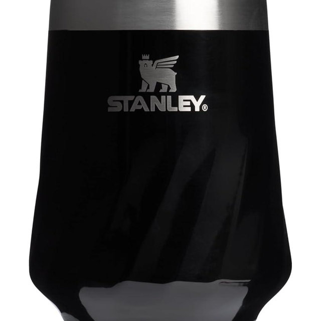 STANLEY The Reserve Textured Wine Tumbler | 11oz | Splash-Proof Lid | Cold Drinks & Cocktail Cup | Insulated Stainless Steel Wine Glass | Black Gloss