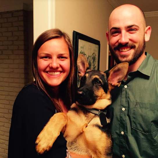 Family picture with Beau - Easter, 2016.