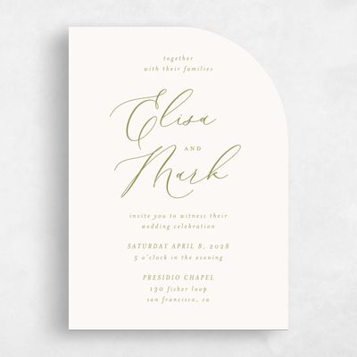 Marsh Green Wedding Invitation - Marlow Portrait