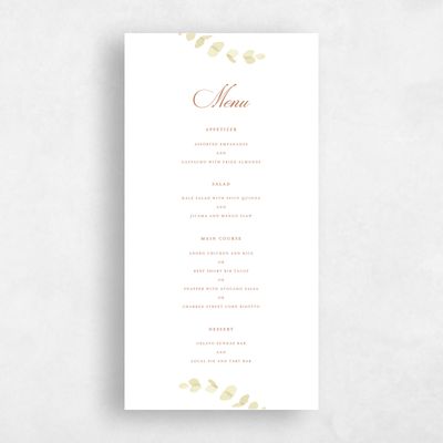 Ochre, White Wedding Menu - Opalite