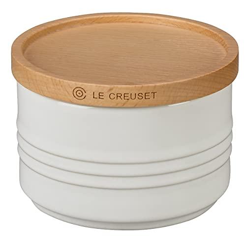 Le Creuset PG1515-1016 Stoneware Canister With Wooden Lid, 12 oz, White