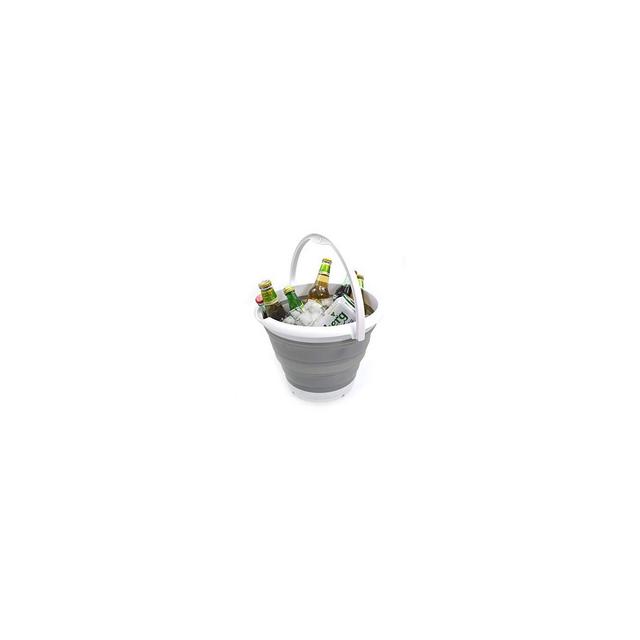 SAMMART Collapsible Round Fishing Bucket 10L Grey