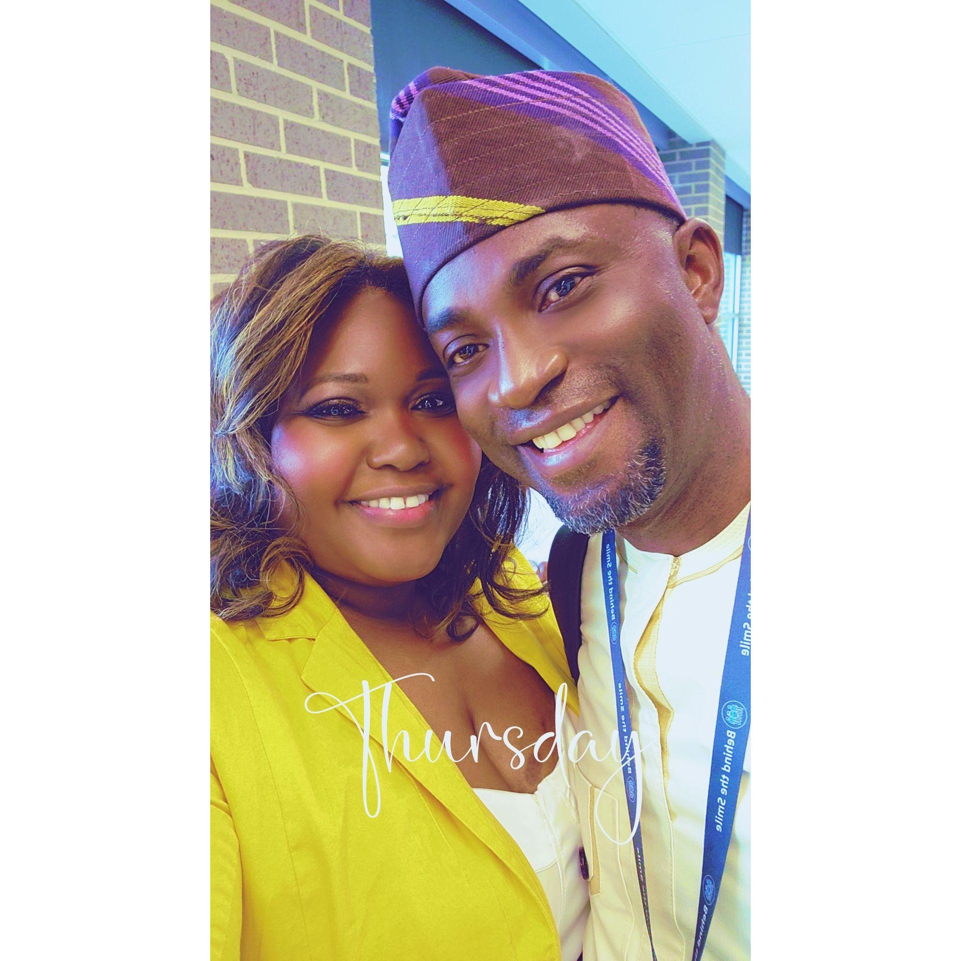 Attending the wedding of our dear brother and sister (LaKeSha had just gotten over a rough battle with COVID just 2 days before). If you look you'll notice we randomly matched colors AGAIN! #syncingup