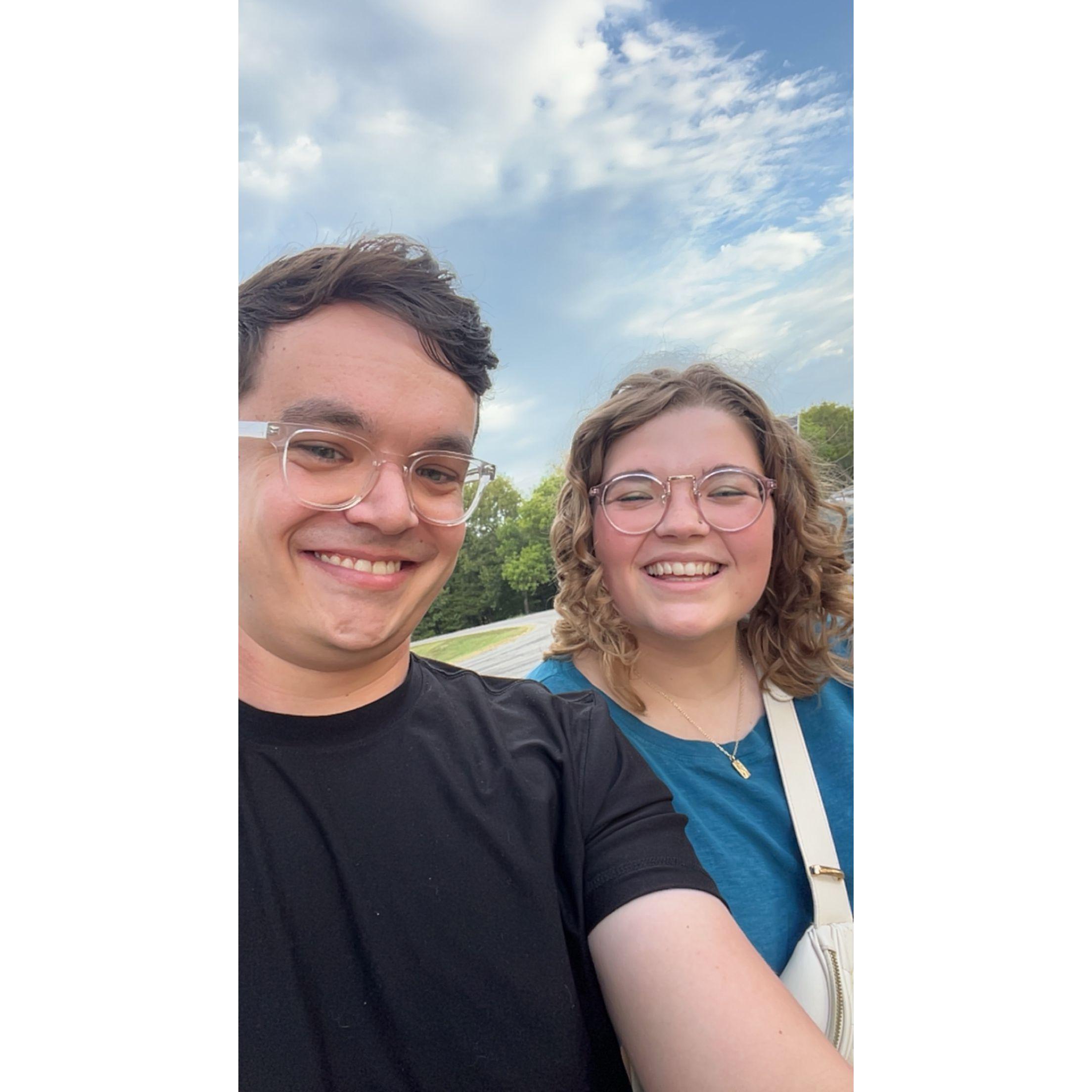 September - our 3rd date, "hiking" at Elk City State Park. Shortly after this Jacob dropped his keys over the ledge and had to hop the fence to get them back.