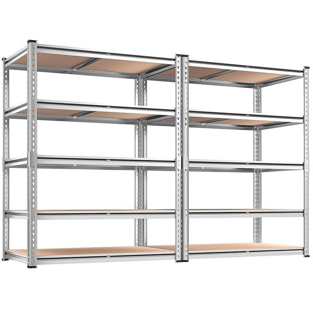 REIBII 2020LBS Garage Shelving Heavy Duty Metal Shelving 5 Tier Storage Shelves, Garage Shelves for Basement, Warehouse, Pantry, Closet, Kitchen, 72" H x 35.55" W x 16" D, Galvanized, 2 Pack