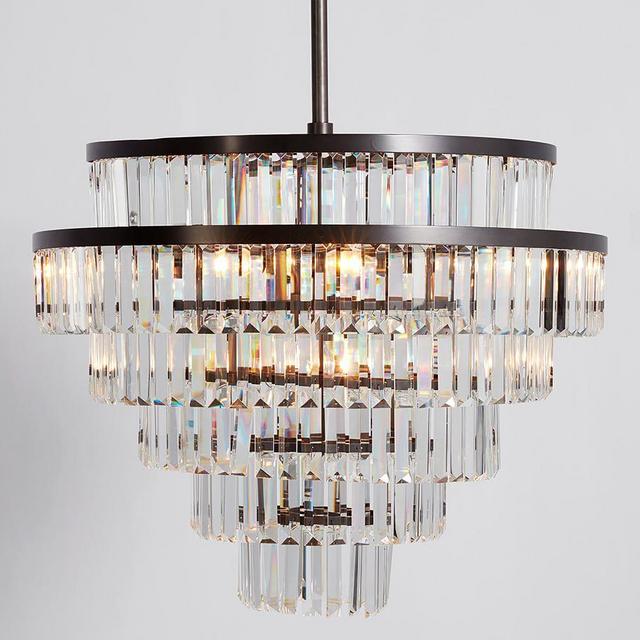 Gemma Round Crystal Tiered Chandelier, Large, 26" Diameter