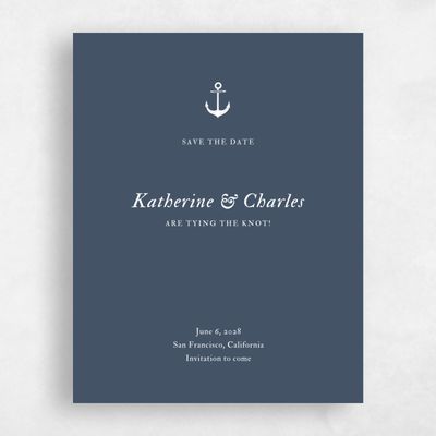 Navy, Blue Wedding Save the Date - Providence Type