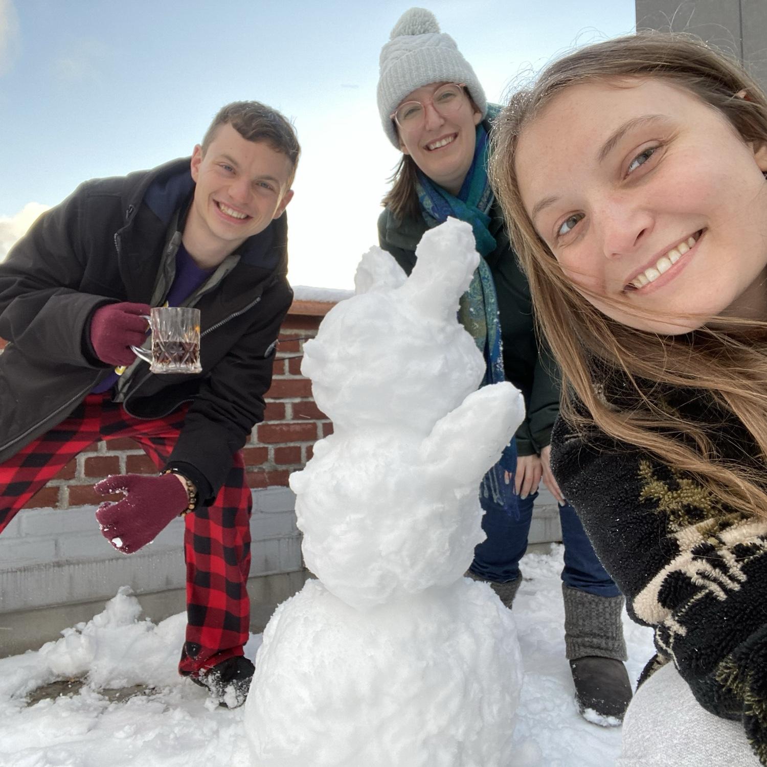 2/7/21.. on Christina & Danielle's apartment roof (or second living 'room' you could say) with their snow bunny.