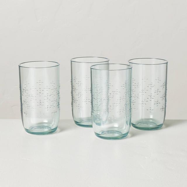 4pk 18oz Tritan Plastic Textured Tumbler Set Clear Green - Hearth & Hand™ with Magnolia