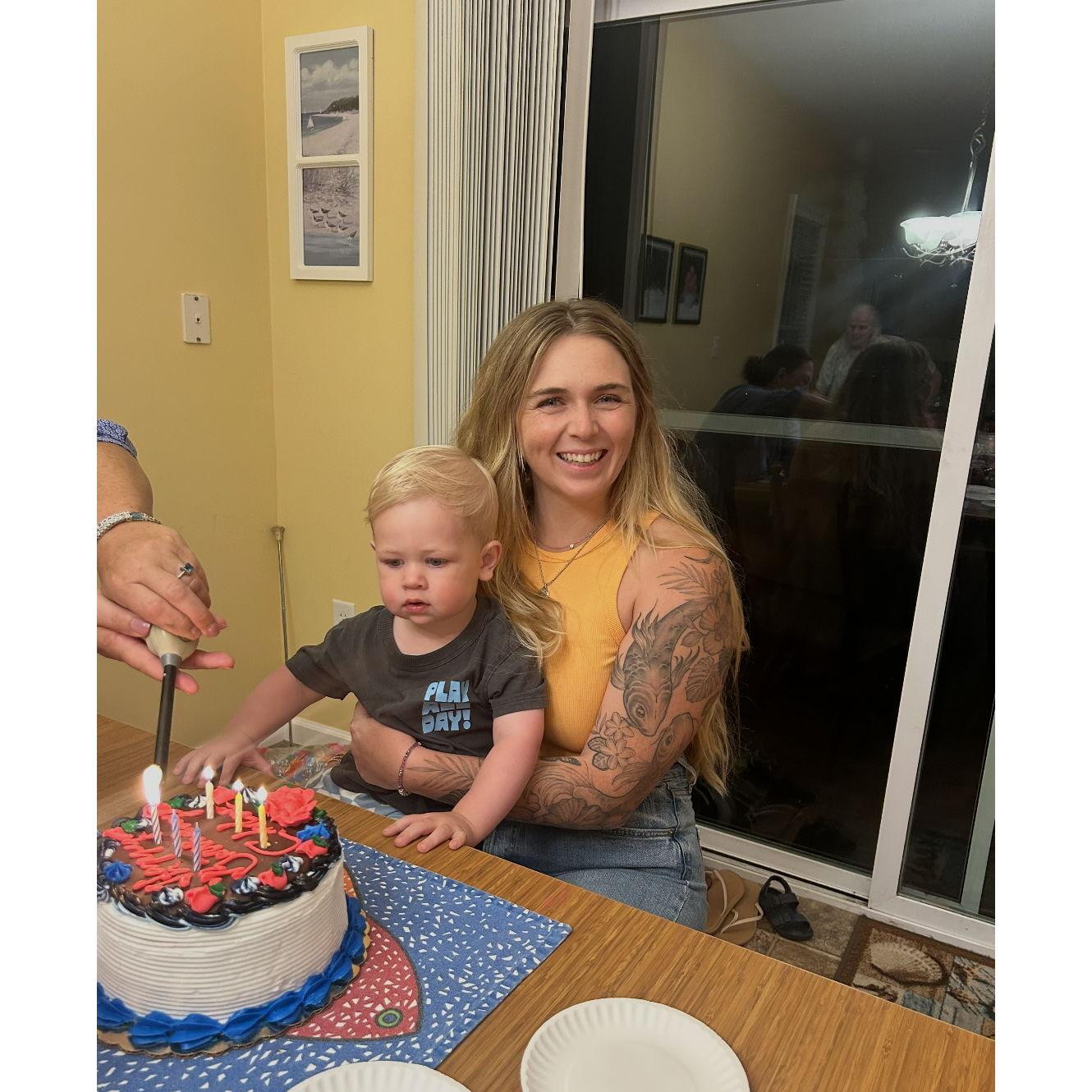 Blowing out the candles at Auntie Chlo's 29th birthday in Lavallette NJ 2024
