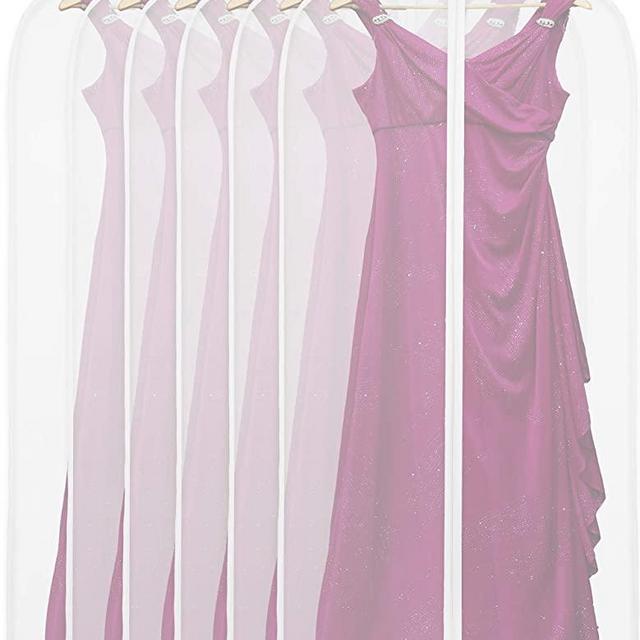 6 Pack - SimpleHouseware 60-Inch Translucent Garment Bags with Zipper for Suits, Dresses, Costumes, Uniforms