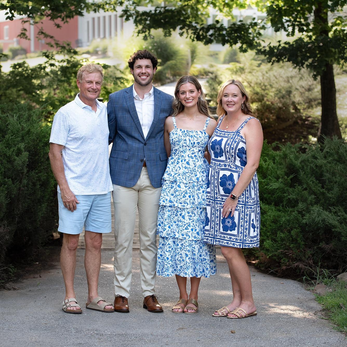 7/18/2025- Photo with Merrick's family, his dad and stepmom, at our engagement at Sassafras Springs Vineyard and Winery in Springdale, Arkansas.