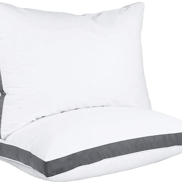 Utopia Bedding Gusseted Pillow (2-Pack) Premium Quality Bed Pillows - Side Back Sleepers - Dark Grey Gusset - King - 18 x 36 Inches