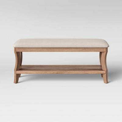 Shelburne Wood End of Bed Bench with Cushion Brown - Threshold&#8482;