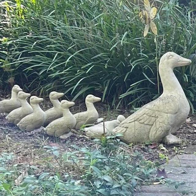 VINTAGE DUCK STATUES (Set Options): Build Entire Family. Durable Solid Stone. Goose Bird Garden Decor. Sealed for Outdoor. Handcrafted U.S.A