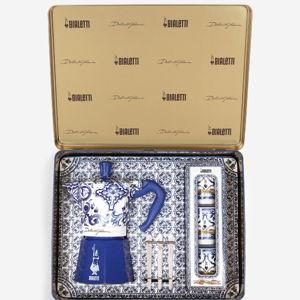 Moka Box large + 3 Porcelain cups & 3 Silver stir sticks BIALETTI DOLCE&GABBANA