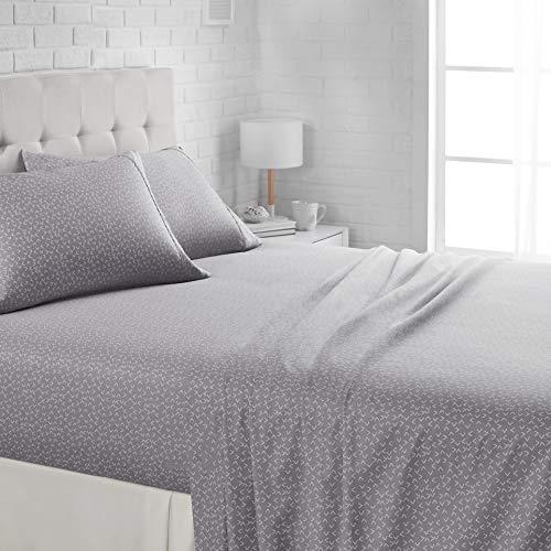 AmazonBasics Lightweight Super Soft Easy Care Microfiber Sheet Set with 16" Deep Pockets - King, Grey Arrows