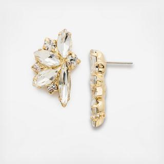 Fanned Navette Crystal Post Earring