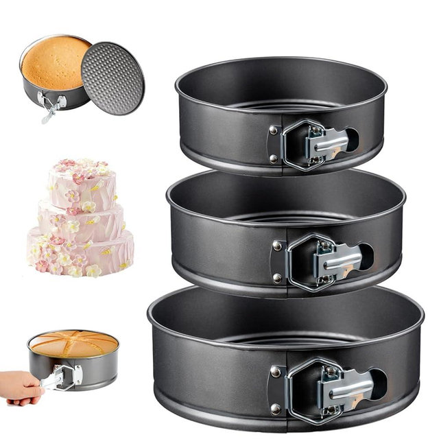 Springform Cake Pan Set – 3 Piece Nonstick 7 8 9 Inch Round Cheesecake Pans for Baking, Leakproof Cake Molds for Mousse, Birthday Layer Cakes, Quiche, Pizza & More