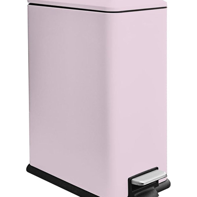 JM ·YIPENG 12 Gallon Slim Kitchen Trash Can, Stainless Steel Trash Can with Removal Inner Bucket and Soft-Close Lid, Pedal Garbage Can 45 Liter, Pink
