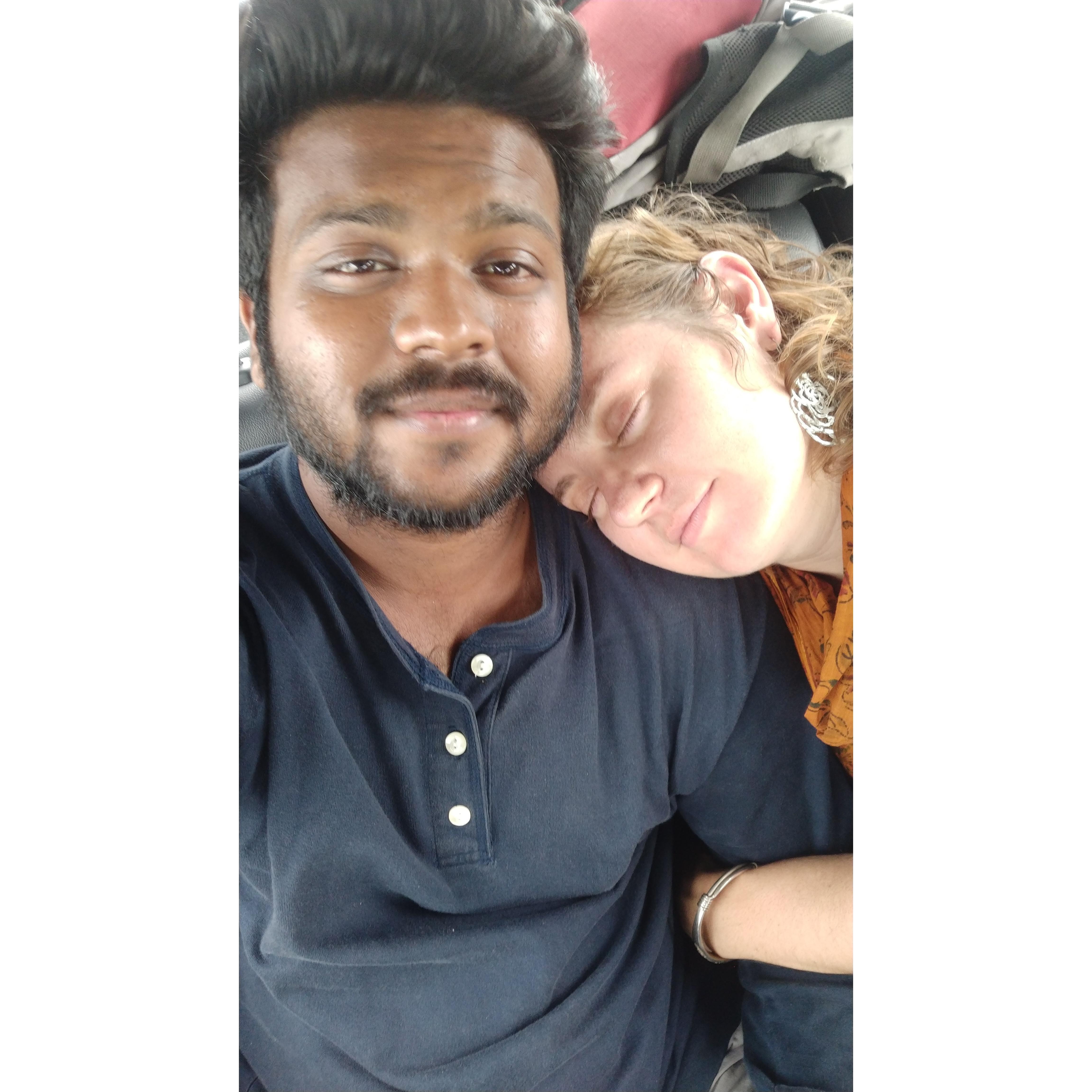 In the cab, after the flight and the overnight train in Himachal Pradesh