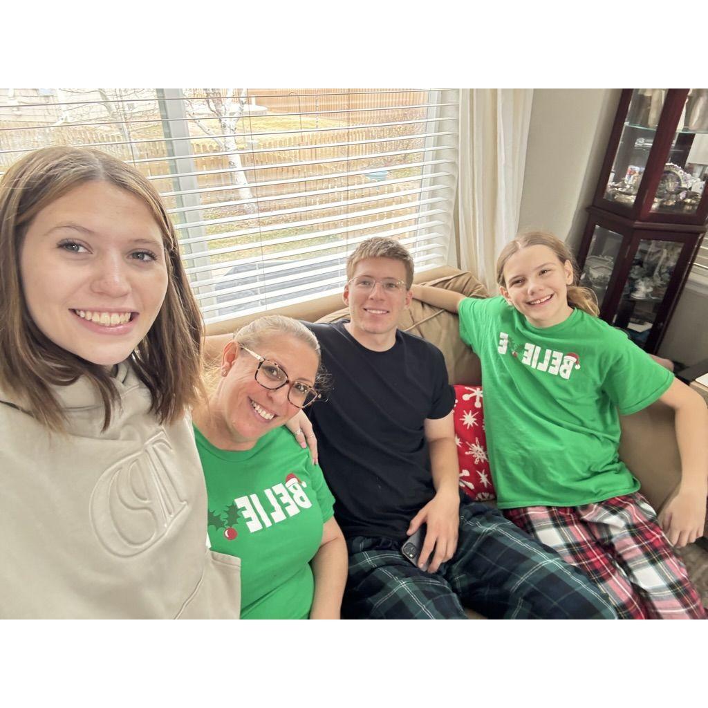 4/5 of the family for Christmas morning. Just missing Andrew