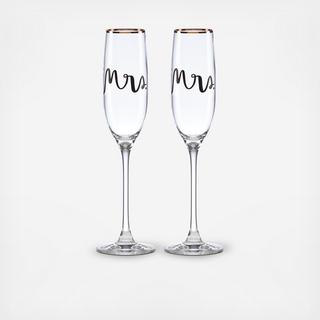 Bridal Party Mrs. & Mrs. Champagne Flute