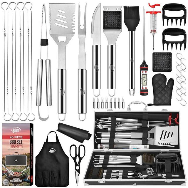 Kaluns BBQ Accessories, Complete Grill Set Dad Gifts for Fathers Day, 40 Pcs Premium Heavy Duty Stainless Steel Barbecue Grill Accessories for Outdoor Grill Gifts for Men Dad