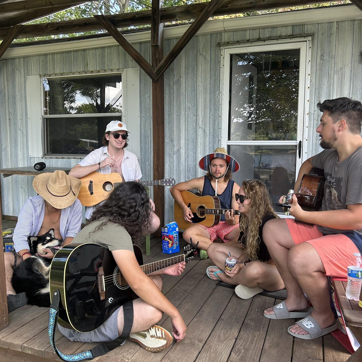Music on the front porch of the "Blue Camp"