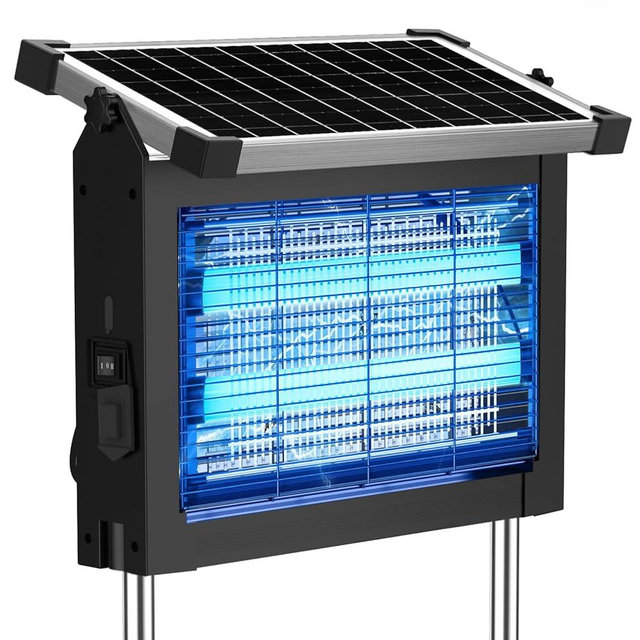 Solar Bug Zapper Outdoor, Wireless Portable Camping Mosquito Zapper with Panel Sensor, Fly Traps with 10FT Extension Cord, Fly Zapper, Mosquito Killer, Electric Trap Ideal for Home, Patio, Backyard