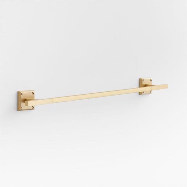 Square Edge Brushed Brass Bath Towel Bar 24"