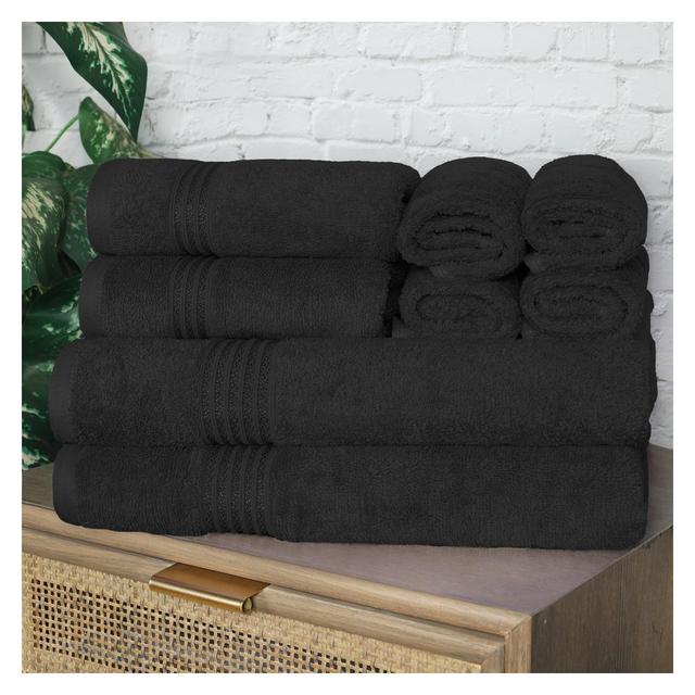 Premium Cotton Ultra-Plush Absorbent Medium Weight Luxury Towel Set, Black - Blue Nile Mills