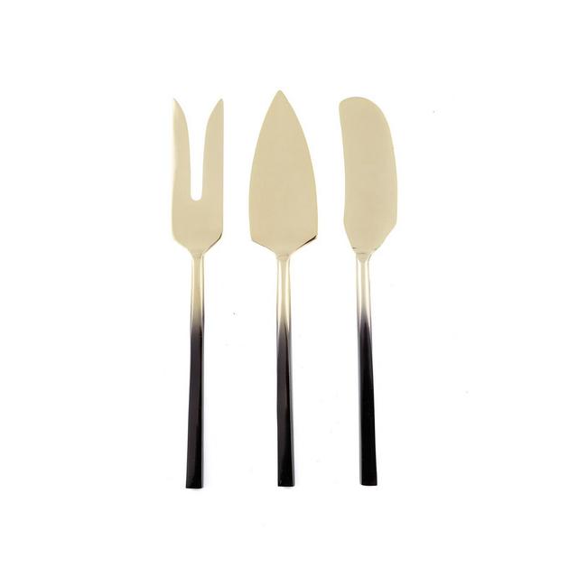 Thirstystone Set of 3 Ombre Black & Gold Cheese Knives
