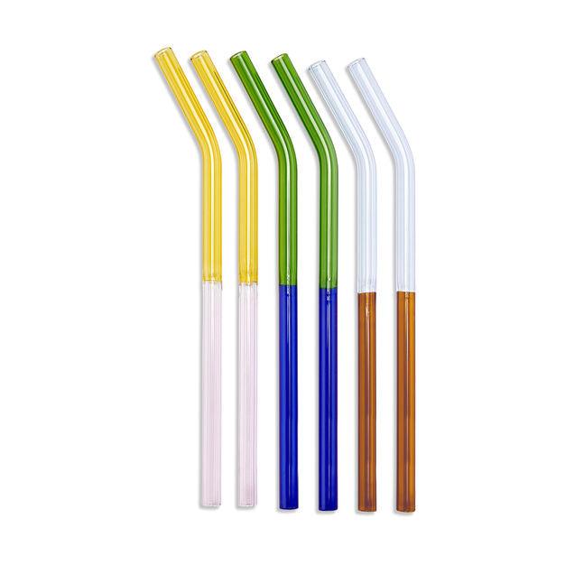 Two-Tone Borosilicate Glass Straws - Set of 6
