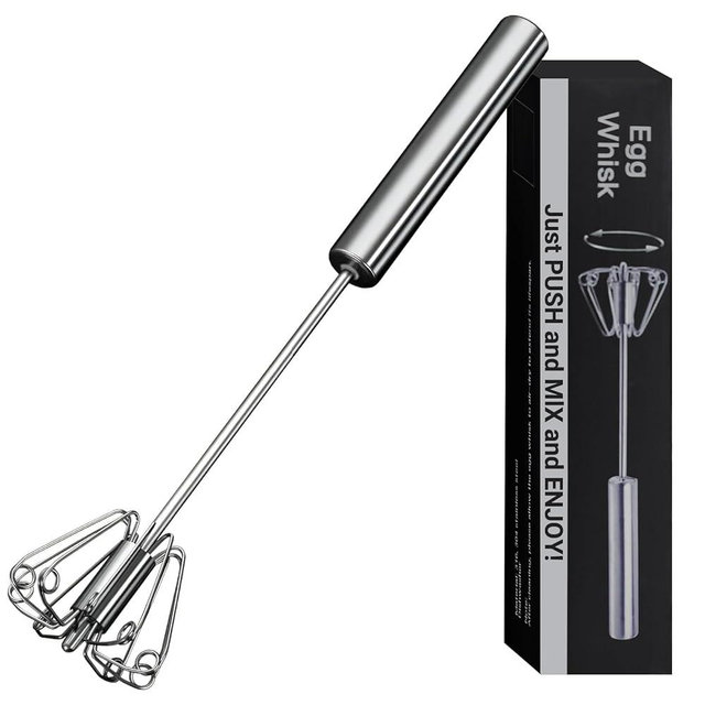 Egg Whisk, Upgraded Stainless Steel Semi Automatic Whisk,Hand Wisk Egg Beater Easy to Use for Making Cream, Blending, Whisking, Beating & Stirring (12 Inch)