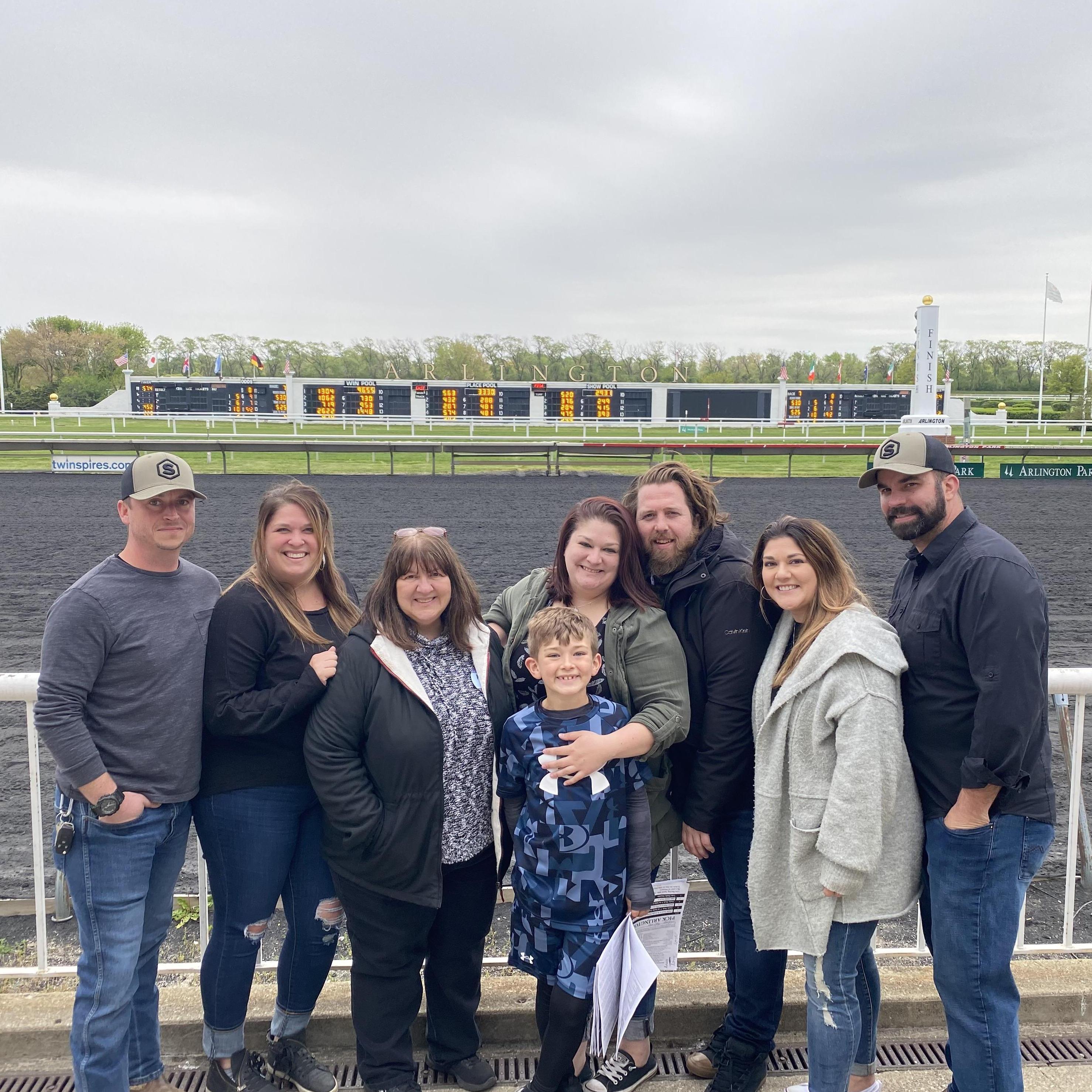 Celebrating Angela's birthday at Arlington Race Track