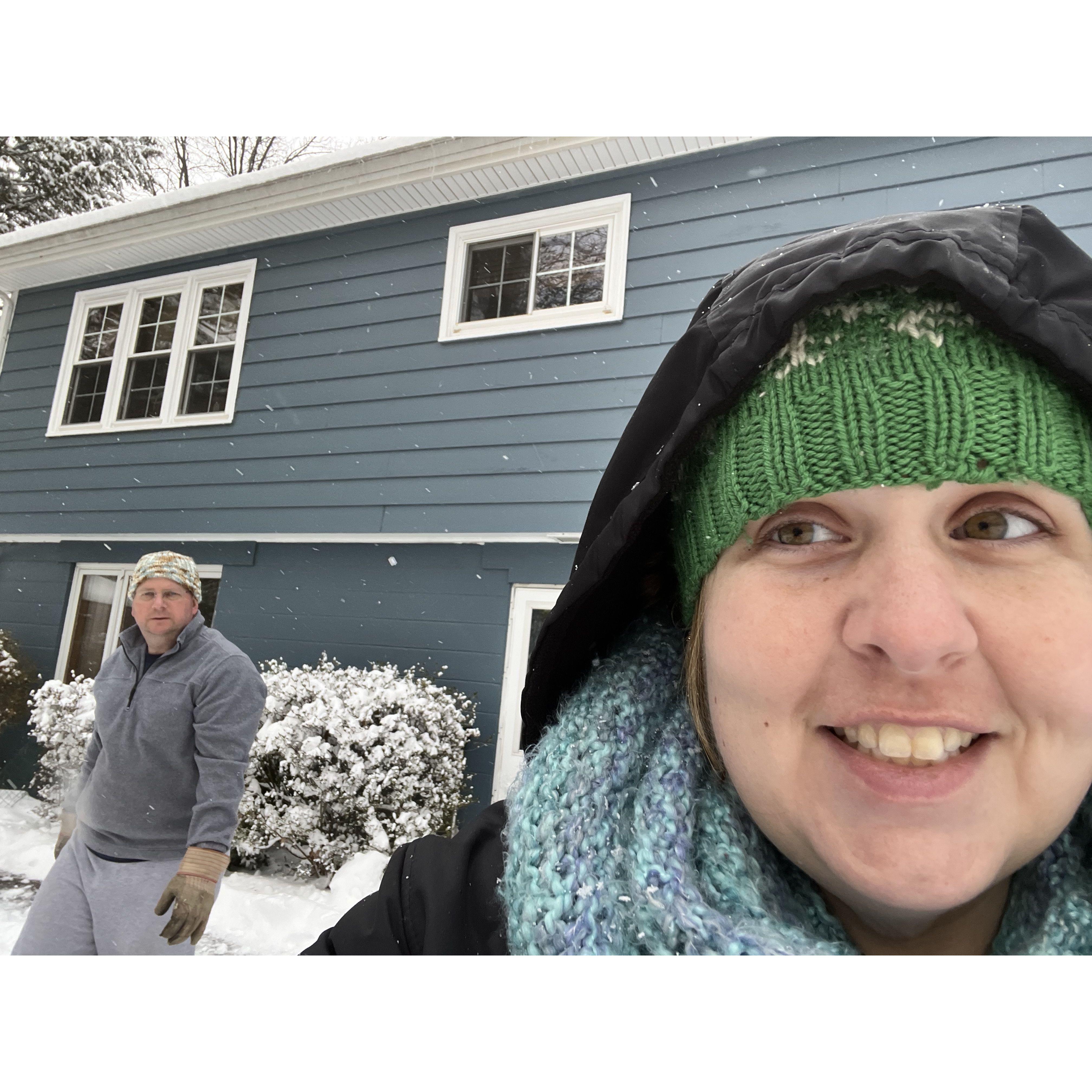 Playing in the snow at the house in Parkersburg (WV).