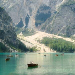 Rowing through Lago di Braies