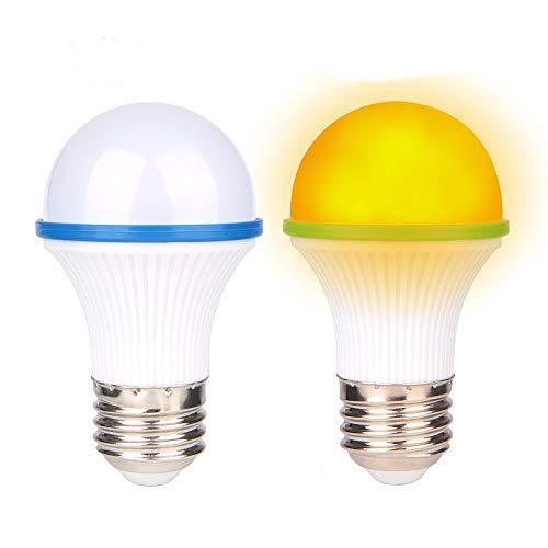 KINUR Sleep aid Light Bulb, Blue Light Blocking Amber Color A15 3 Watt-25 Watt Equivalent Low watt Light Bulbs for Healthy Sleep and Baby Nursery Light 2 Pack