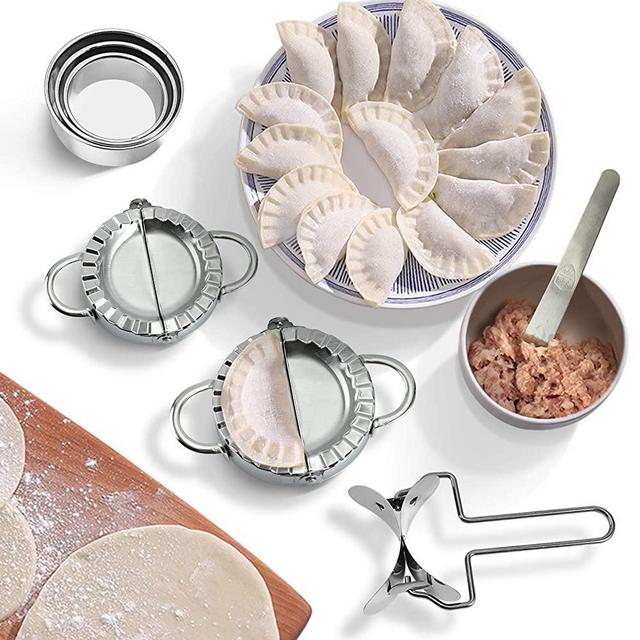 1set Of Practical Dumpling Mould Stainless Steel Mold Dumpling Pie Ravioli Making Dough Segmentation Tools Kitchen Accessories
