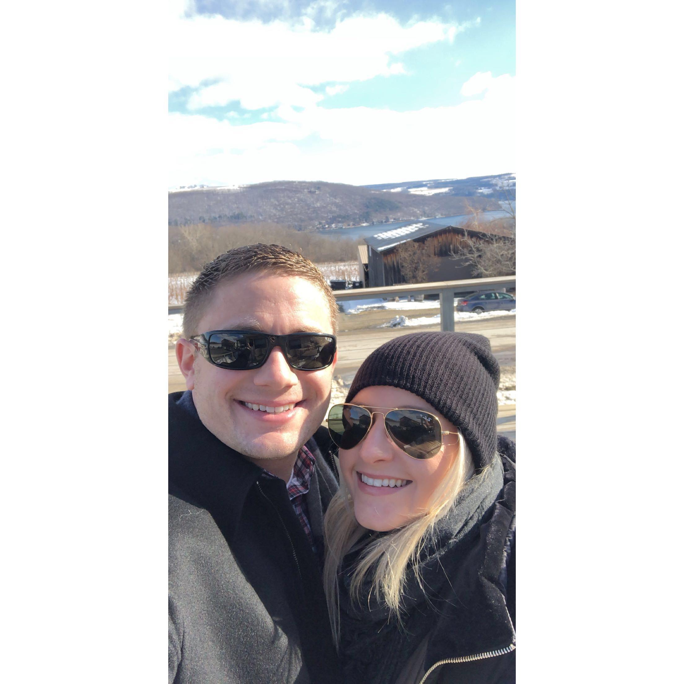 Our first selfie on our first vacation together in the Finger Lakes.