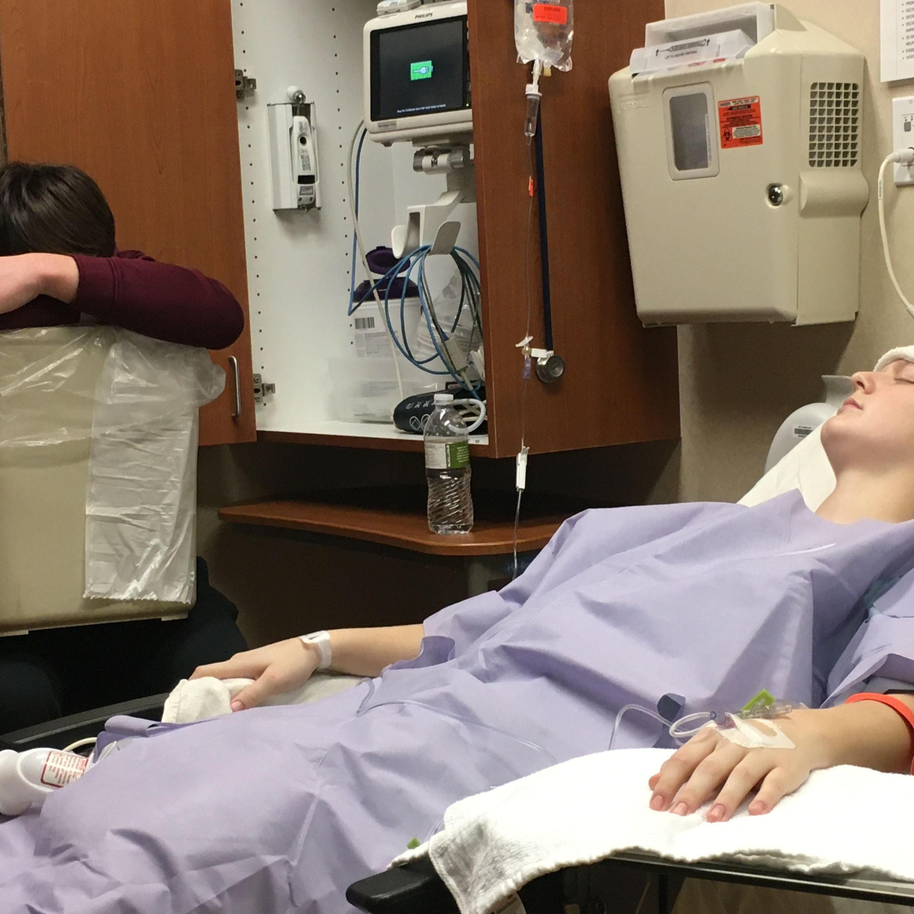 Groom supporting the Bride during surgery prep, Winter 2019.