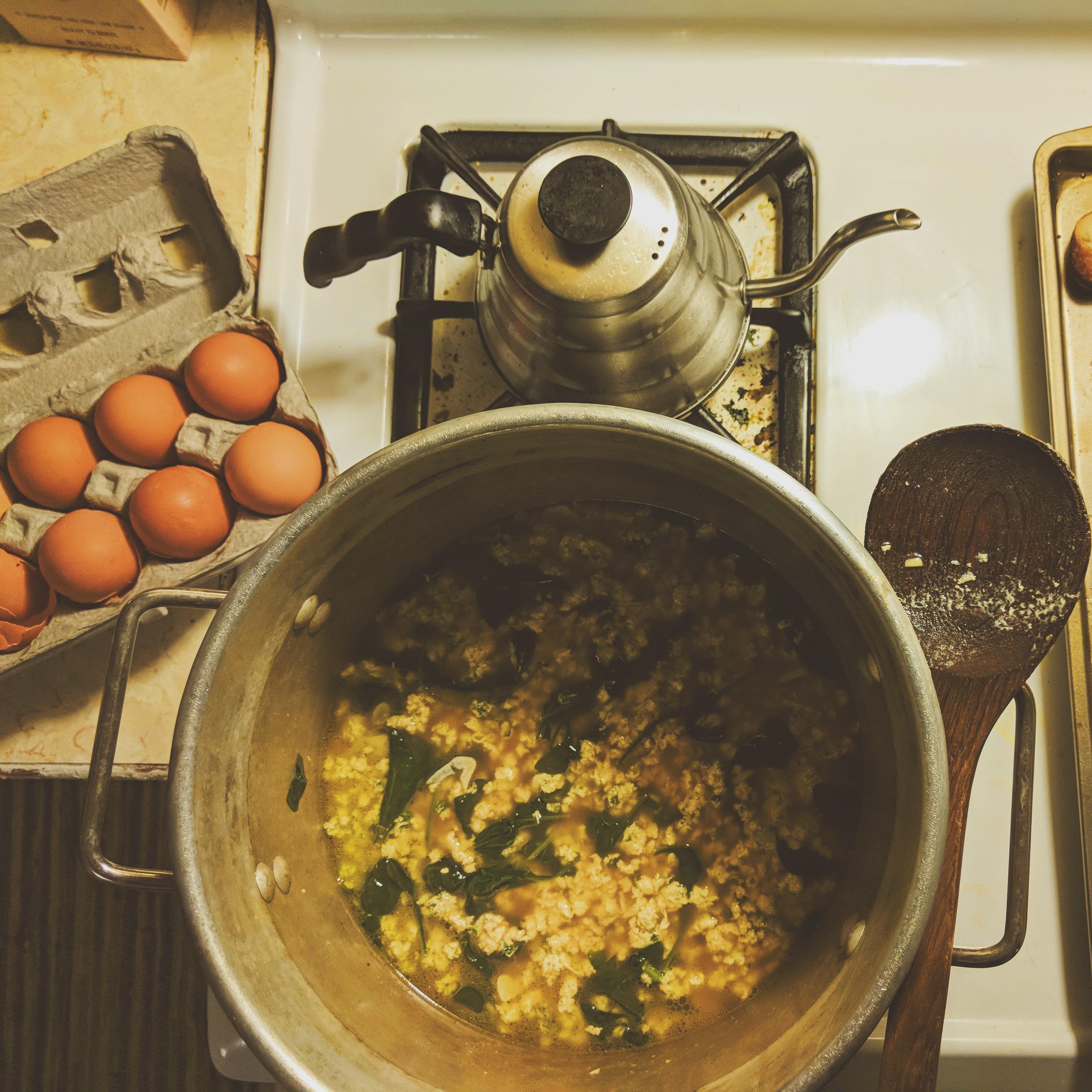 February 24th, 2018:
Samantha made Stracciatella, an Italian comfort soup for Emilio when he was sick. ❤️