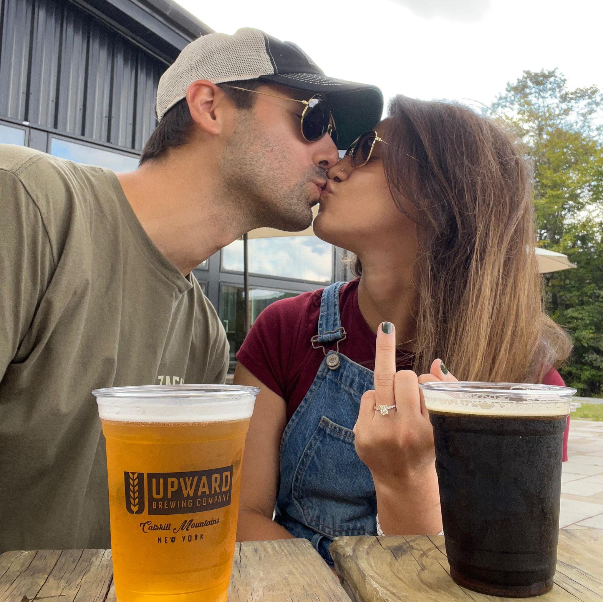 Post-proposal cheers at Beer Mountain Catskills, NY