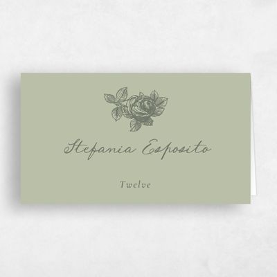 Olive Sage, Green Wedding Place Card - Spina