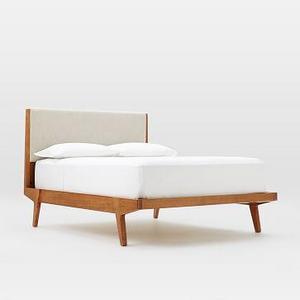 Modern Bed - Queen, Natural Linen Weave