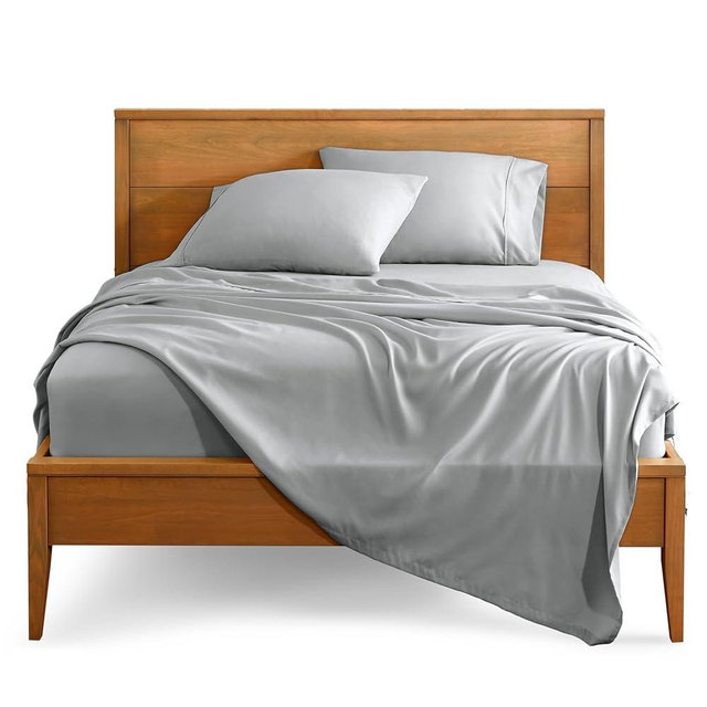 Bare Home Queen Sheet Set - 1800 Ultra-Soft Microfiber Queen Bed Sheets - Double Brushed - Deep Pockets - Easy Fit - 4 Piece Set - Bed Sheets (Queen, French Grey)